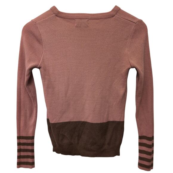 Vintage Sweater Textured Cheetah Nature Scene 100% Acrylic Pink Brown 90s - Picture 5 of 5